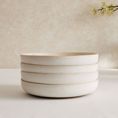 Dusklia - Alfredo Speckled Stoneware Set of 4 Pasta Bowls - Natural