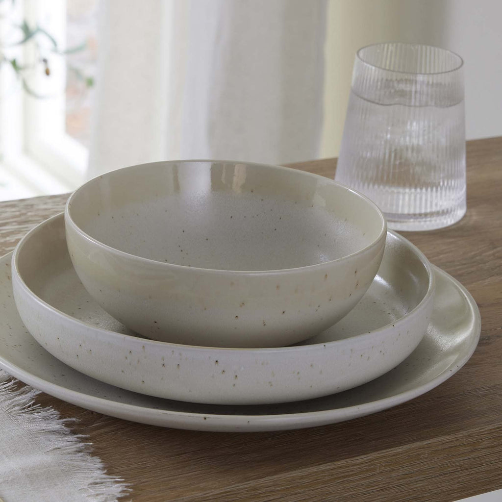 Dusklia - Alfredo Speckled Stoneware Set of 4 Pasta Bowls - Natural