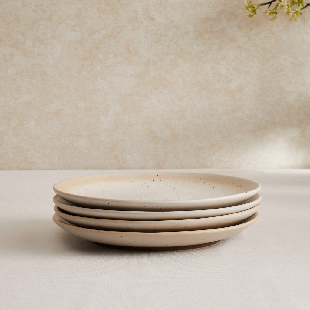 Dusklia - Alfredo Speckled Stoneware Set of 4 Side Plates - Natural