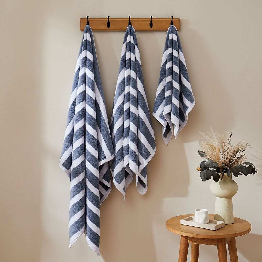 Dusklia - Algarve Luxury Stripe Towel Collection - French Blue