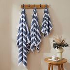 Dusklia - Algarve Luxury Stripe Towel Collection - French Blue