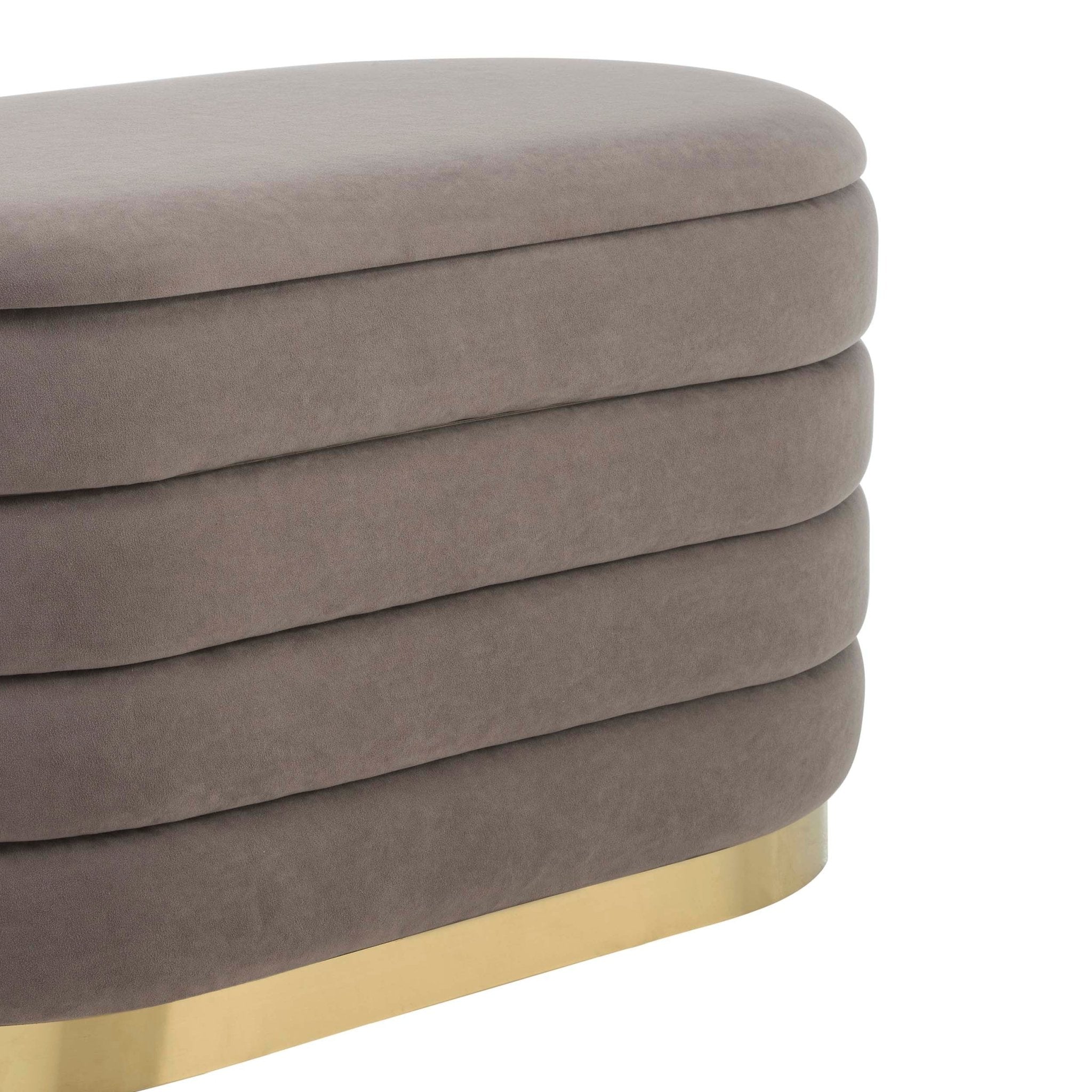 Dusklia - Almondbury Panelled Ottoman and Stool Set - Taupe