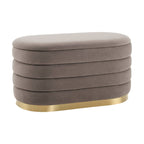 Dusklia - Almondbury Panelled Ottoman and Stool Set - Taupe