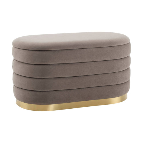 Dusklia - Almondbury Panelled Ottoman and Stool Set - Taupe