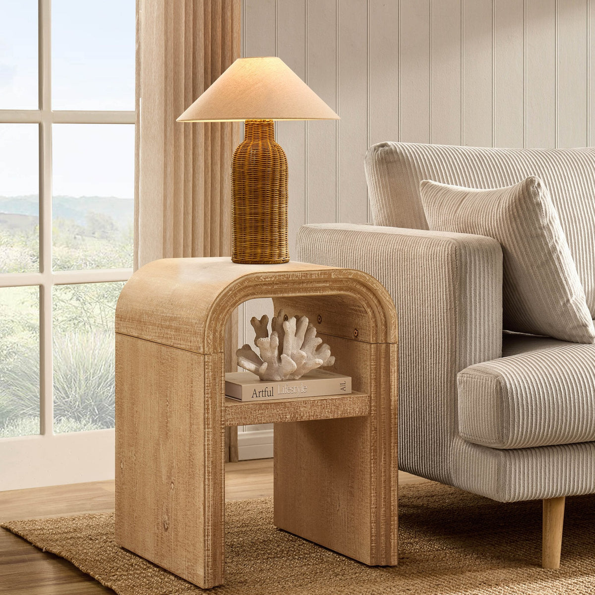 Dusklia - Alora Side Table- Washed Wood