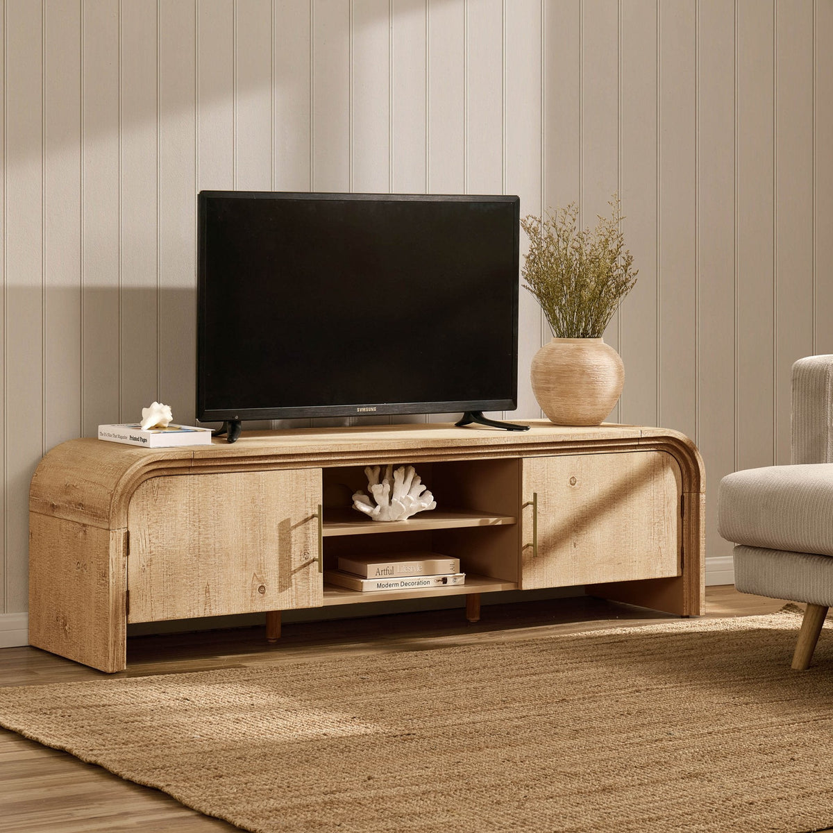 Dusklia - Alora Tv Unit for TVs up to 60- Washed Wood