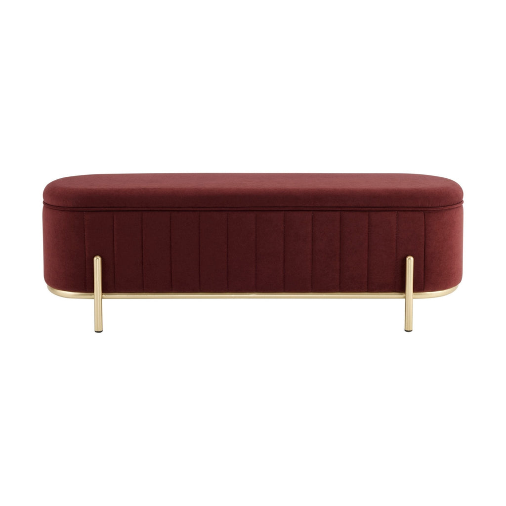 Dusklia - Altrincham Panelled Storage Ottoman - Rust