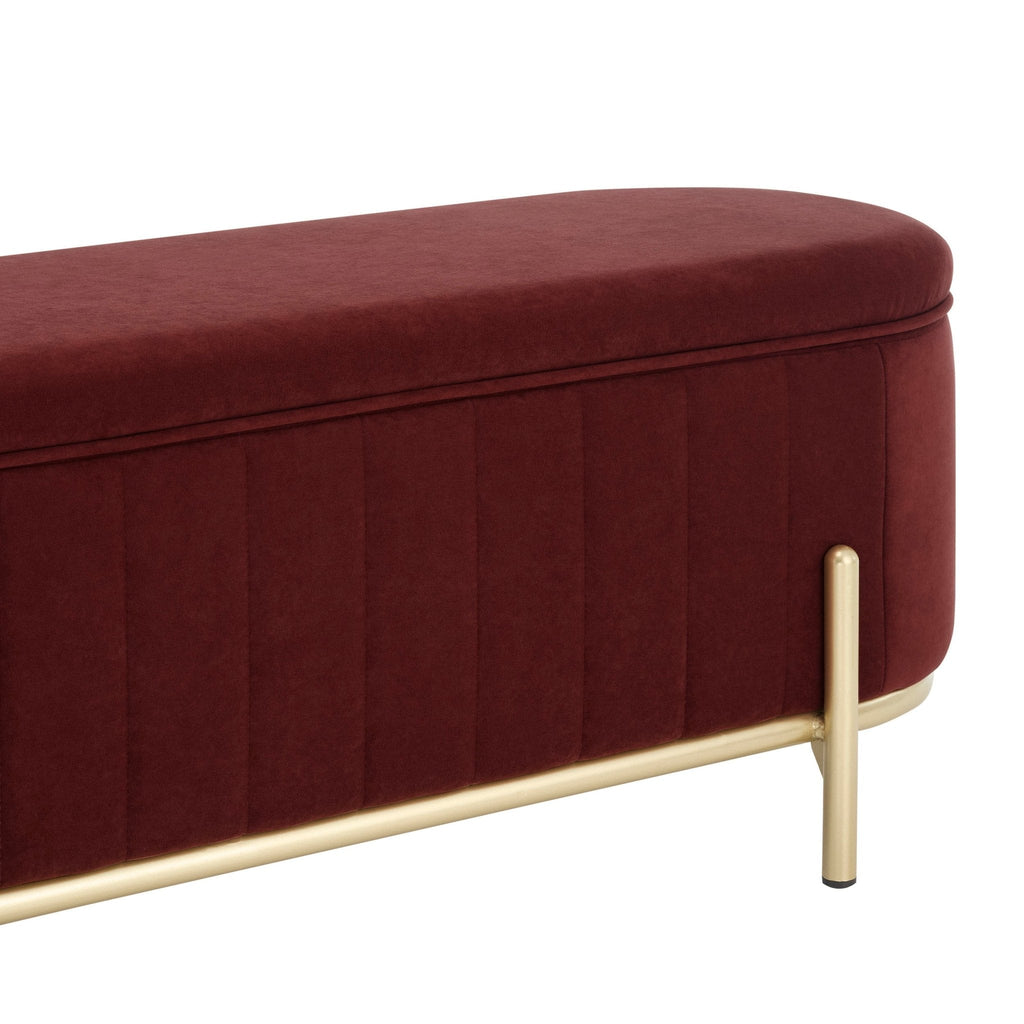 Dusklia - Altrincham Panelled Storage Ottoman - Rust