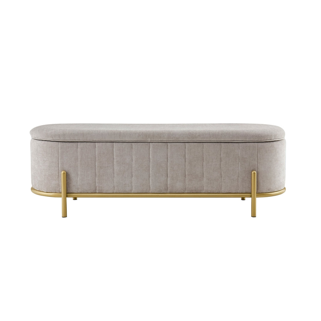 Dusklia - Altrincham Storage Ottoman - Chenille Light Grey