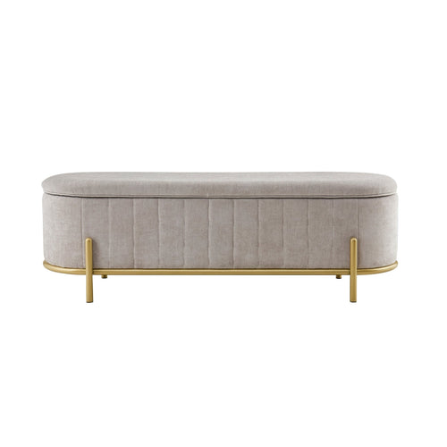Dusklia - Altrincham Storage Ottoman - Chenille Light Grey