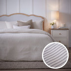 Dusklia - Amalfi 200 Thread Count Pinstripe Duvet Cover & Pillowcase Set - Cream/Navy