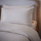 Dusklia - Amalfi 200 Thread Count Pinstripe Duvet Cover & Pillowcase Set - Cream/Navy
