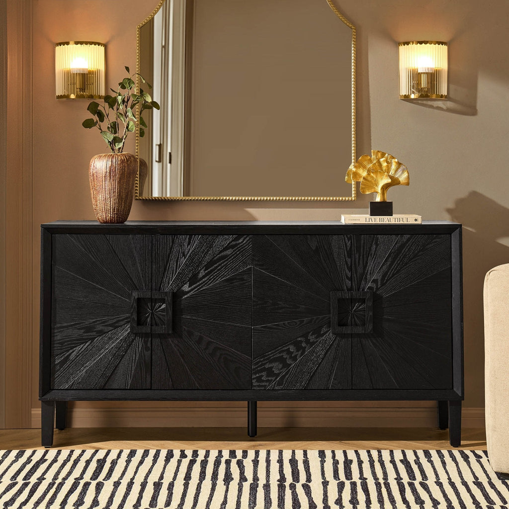 Dusklia - Amaya Ash 4 Door Sideboard - Black