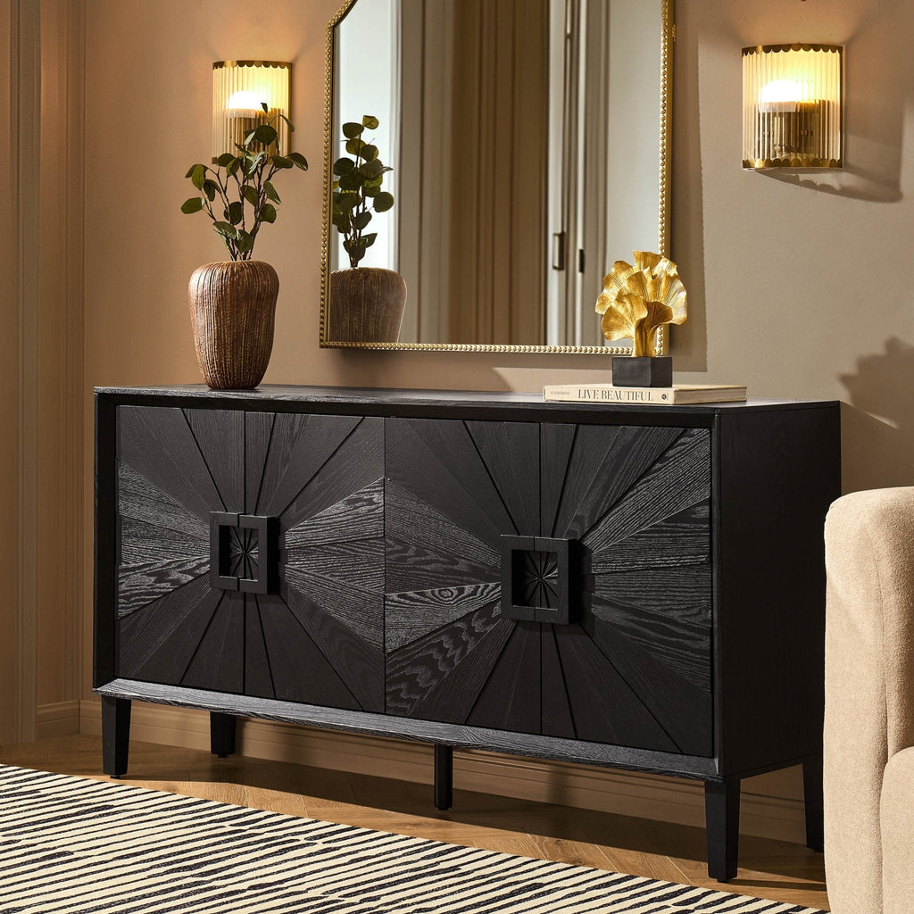 Dusklia - Amaya Ash 4 Door Sideboard - Black