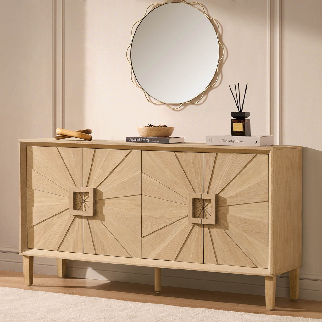Dusklia - Amaya Ash 4 Door Sideboard - Light Wood