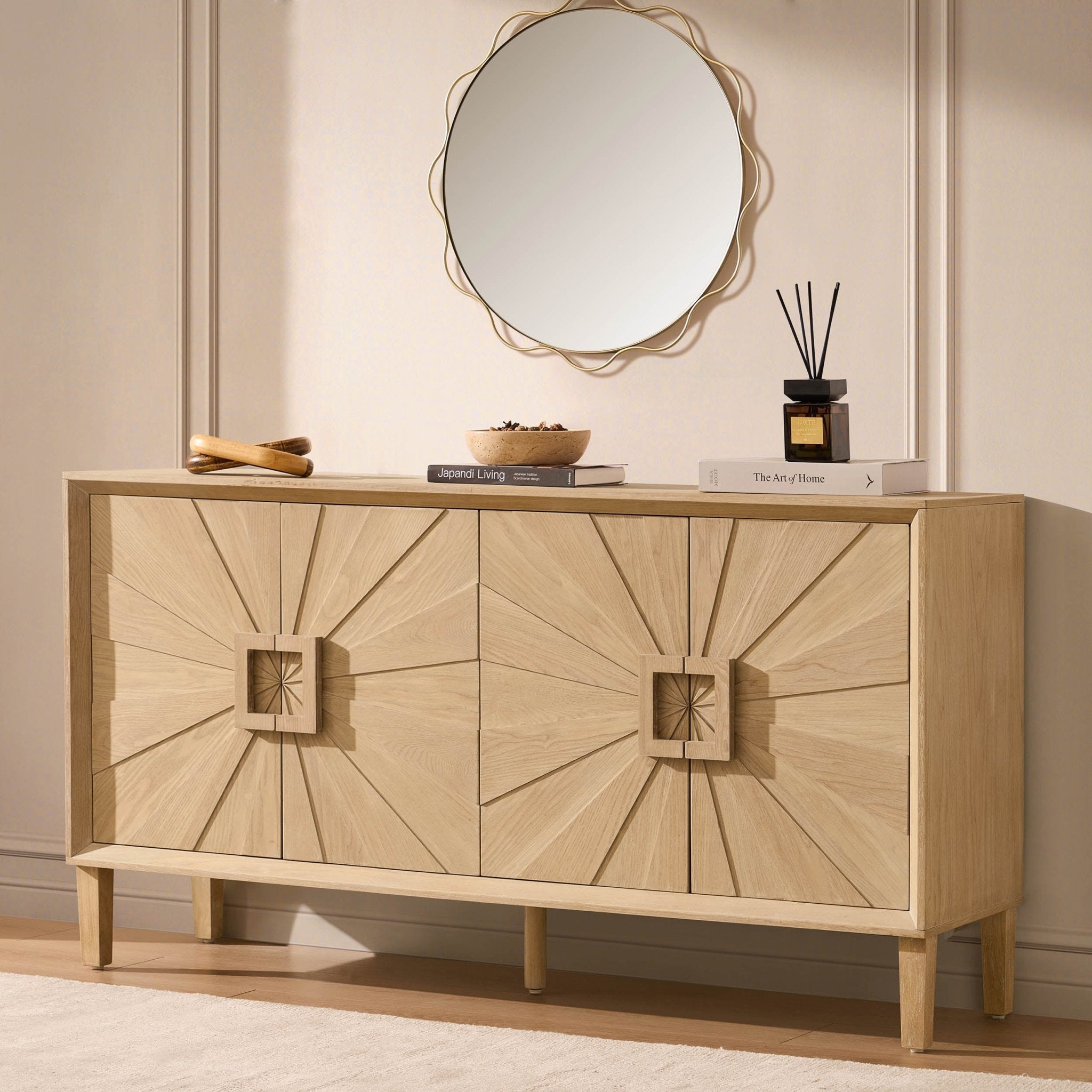 Dusklia - Amaya Ash 4 Door Sideboard - Light Wood