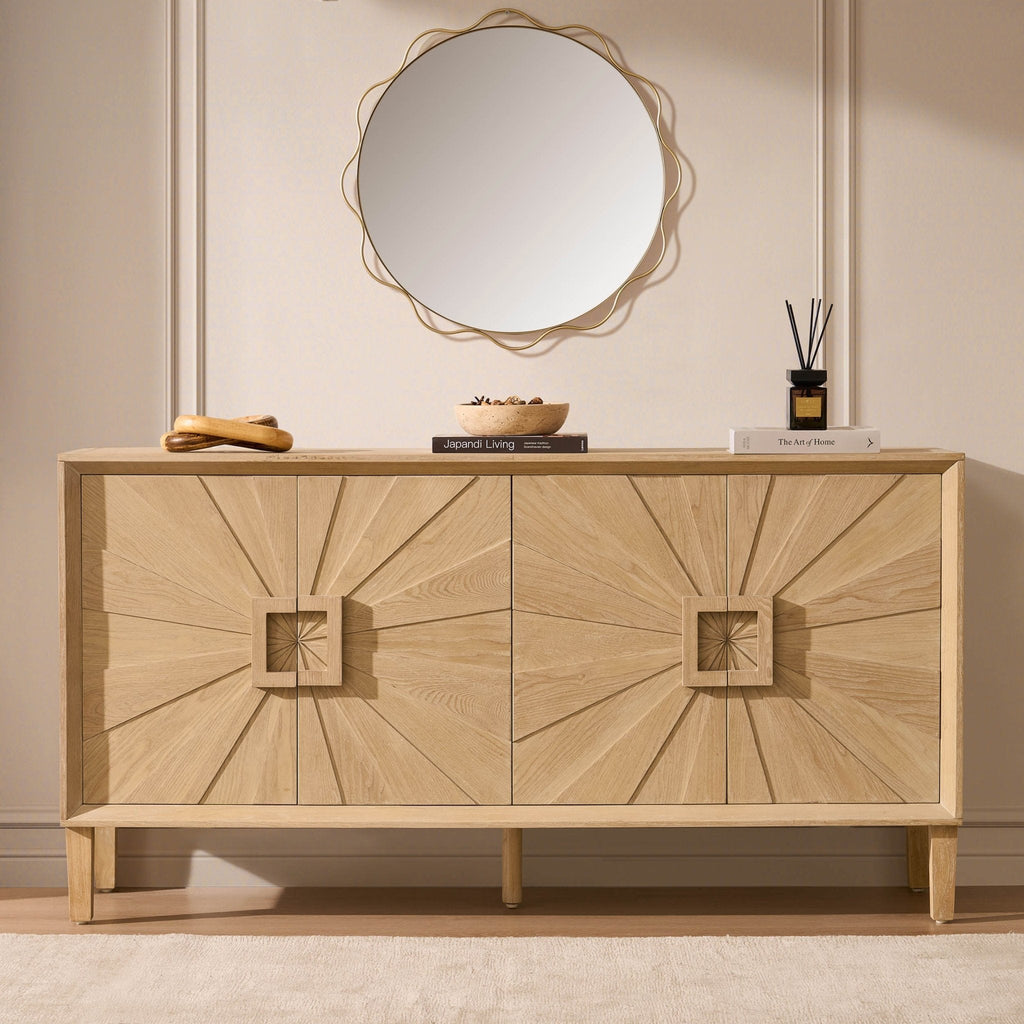 Dusklia - Amaya Ash 4 Door Sideboard - Light Wood