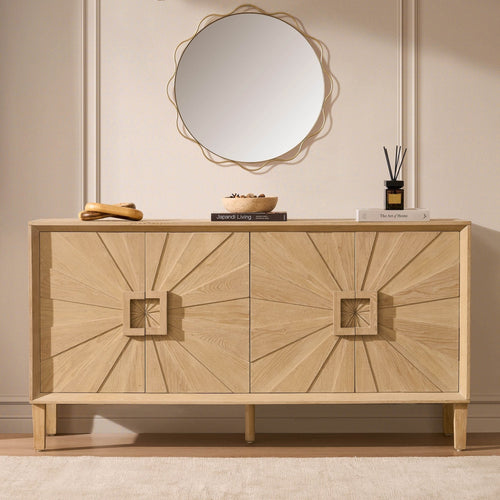Dusklia - Amaya Ash 4 Door Sideboard - Light Wood