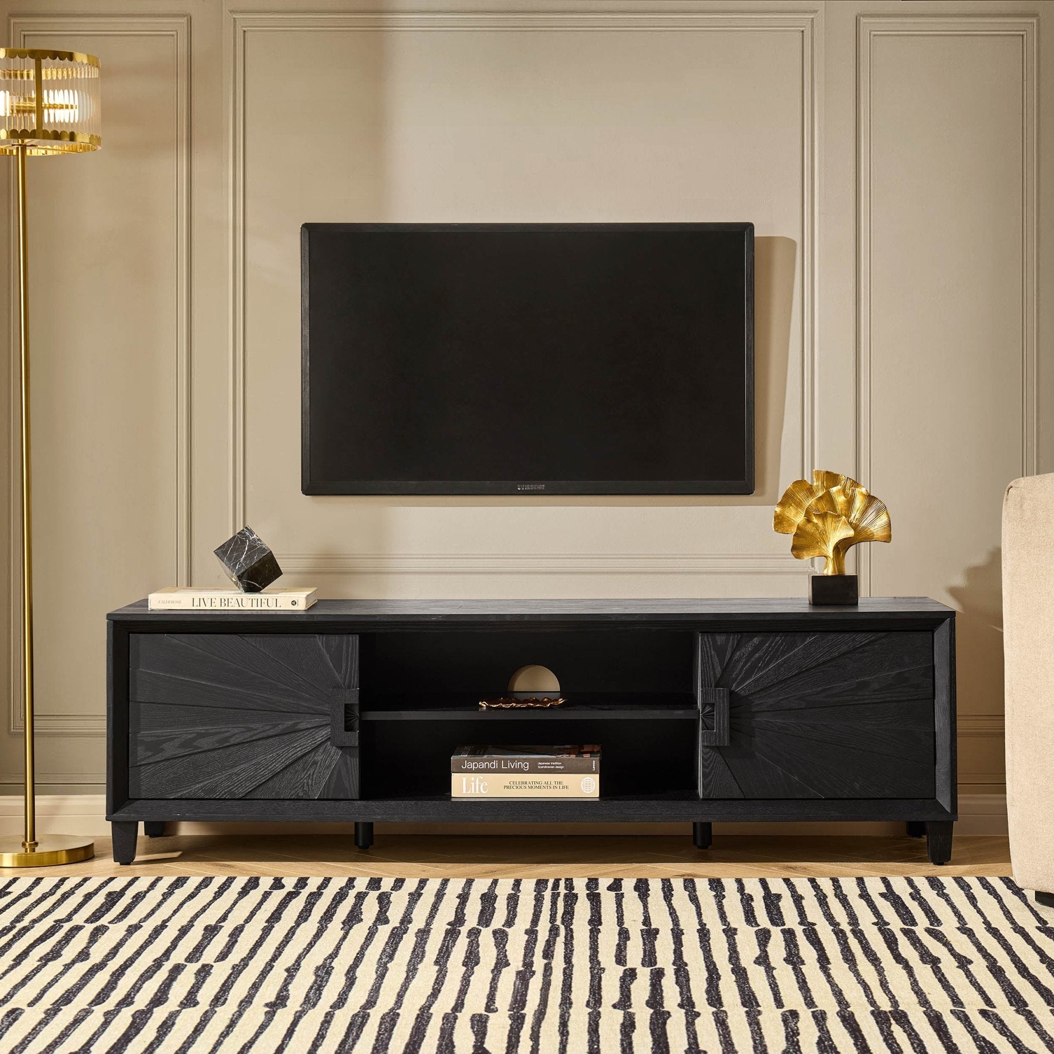 Dusklia - Amaya Ash Tv Unit for TVs up to 65 - Black