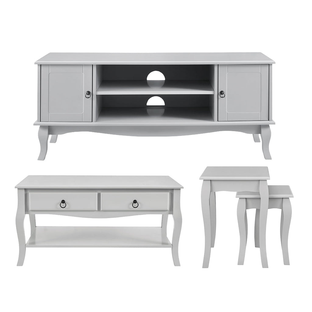 Dusklia - Amelie 3 Piece Living Room Furniture Set - Light Grey