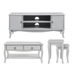 Dusklia - Amelie 3 Piece Living Room Furniture Set - Light Grey