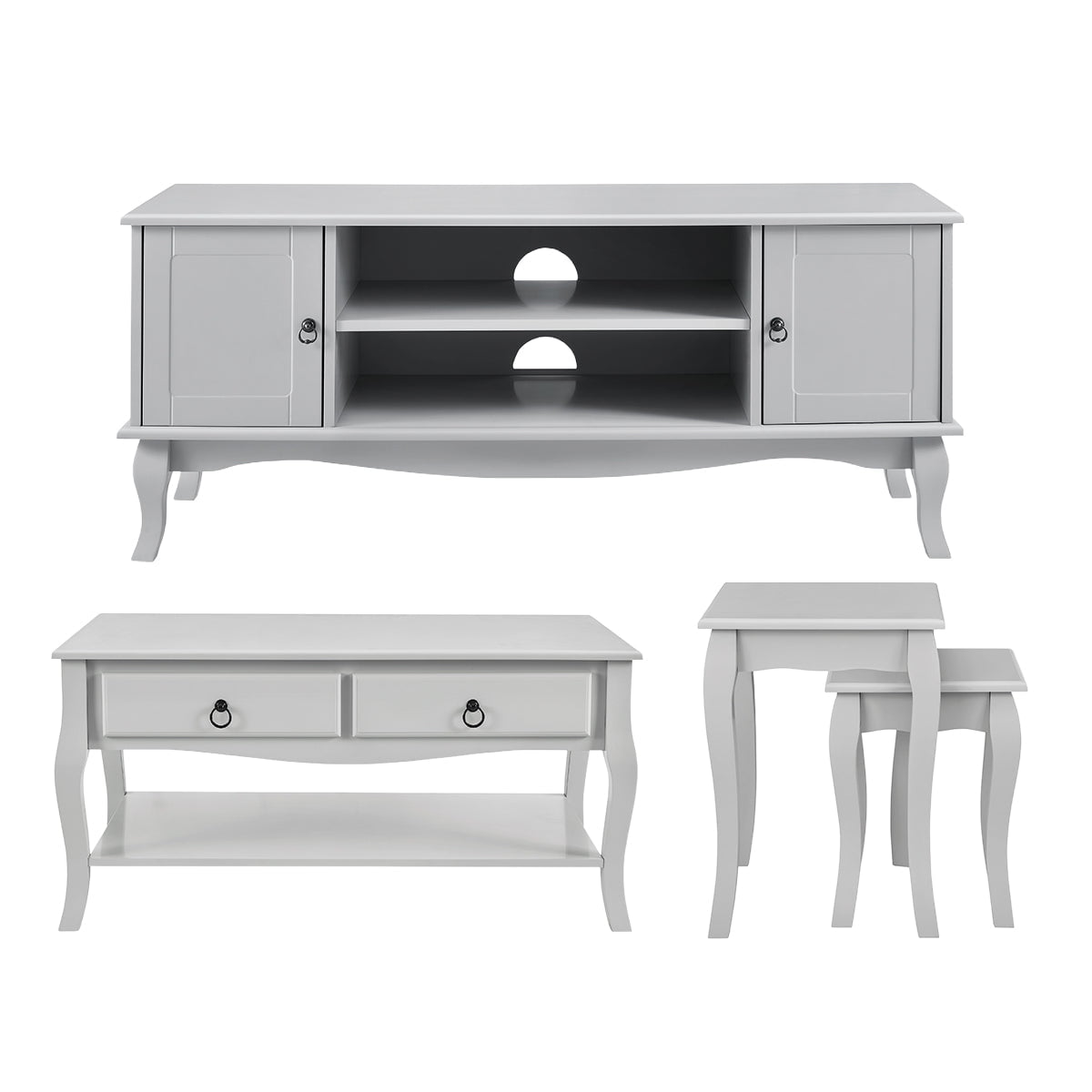 Dusklia - Amelie 3 Piece Living Room Furniture Set - Light Grey