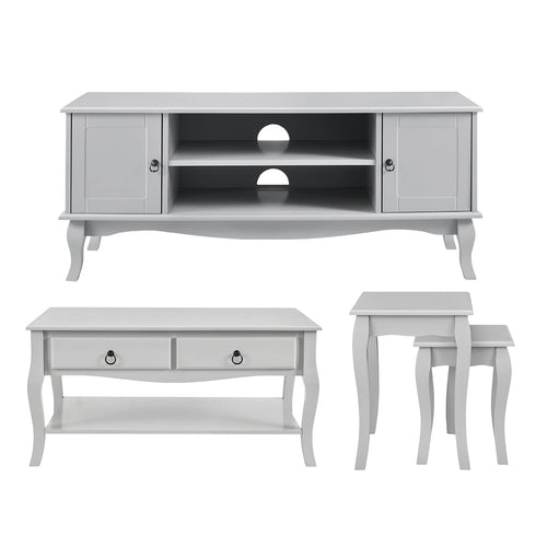 Dusklia - Amelie 3 Piece Living Room Furniture Set - Light Grey