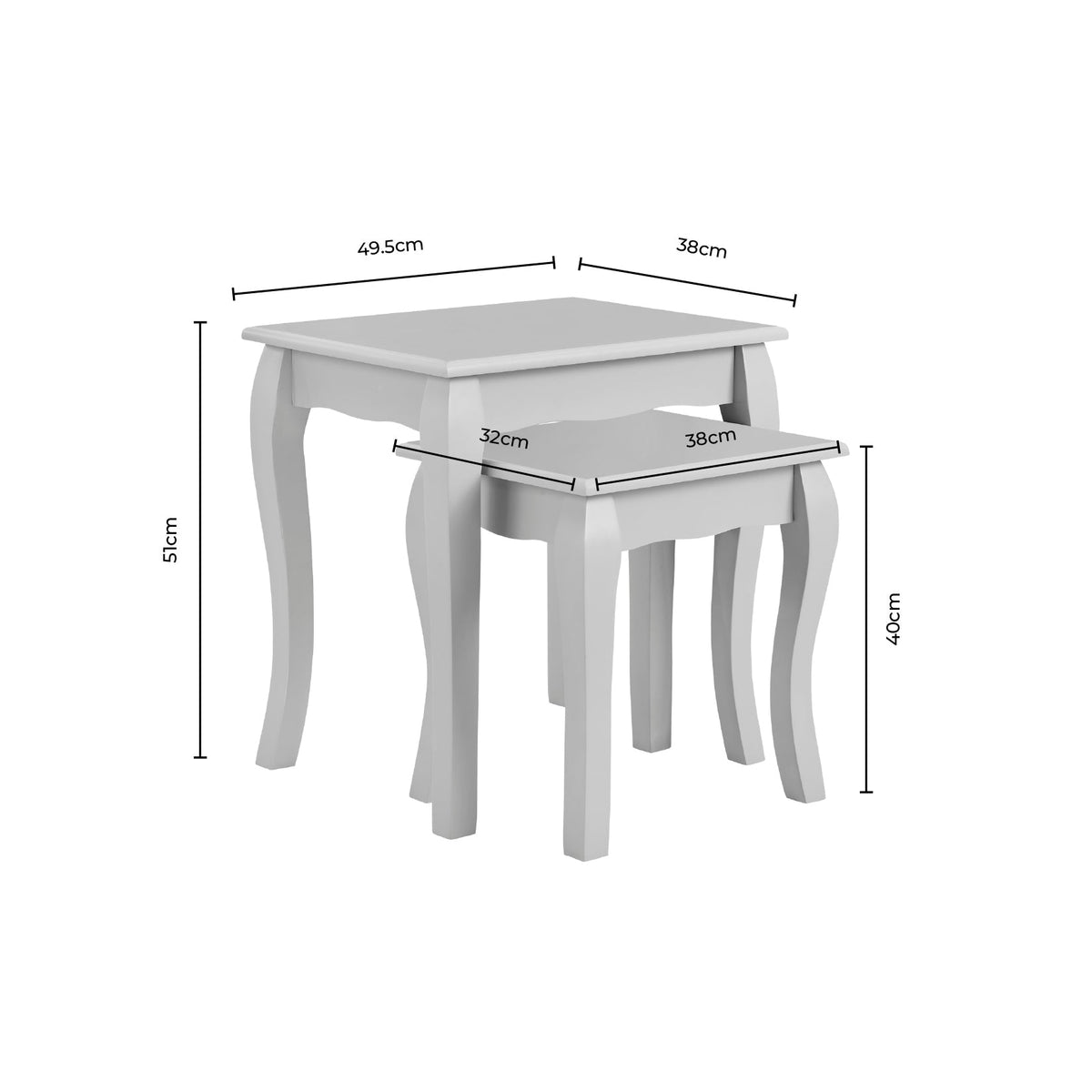 Dusklia - Amelie Nesting Side Table - Light Grey