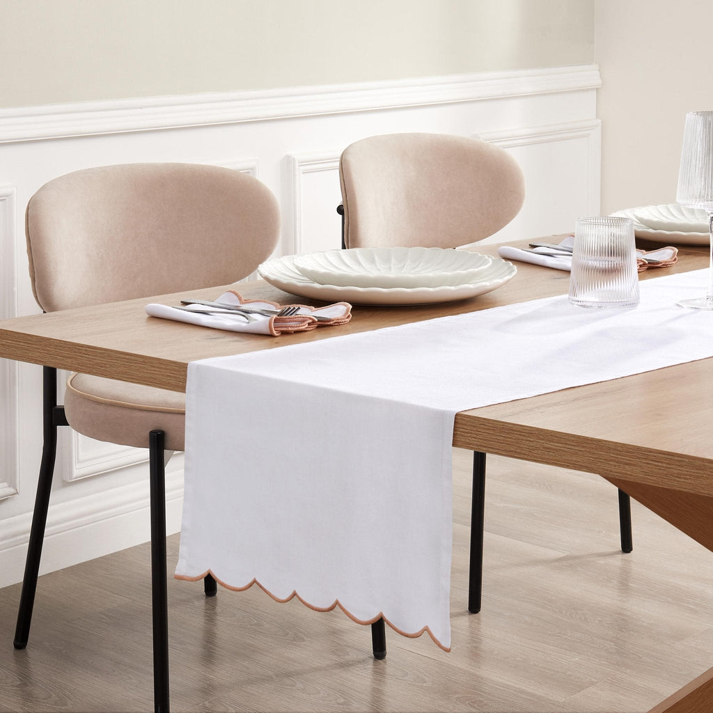 Dusklia - Amor Scallop Edge Table Runner - Pink Sand