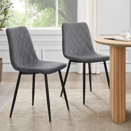 Dusklia - Annie Set Of 2 Dining Chairs - Velvet - Grey