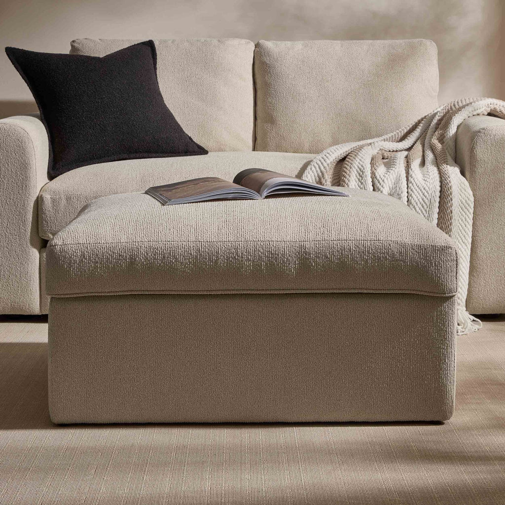 Dusklia - Antalya Storage Ottoman Pouffe - Sand Boucle