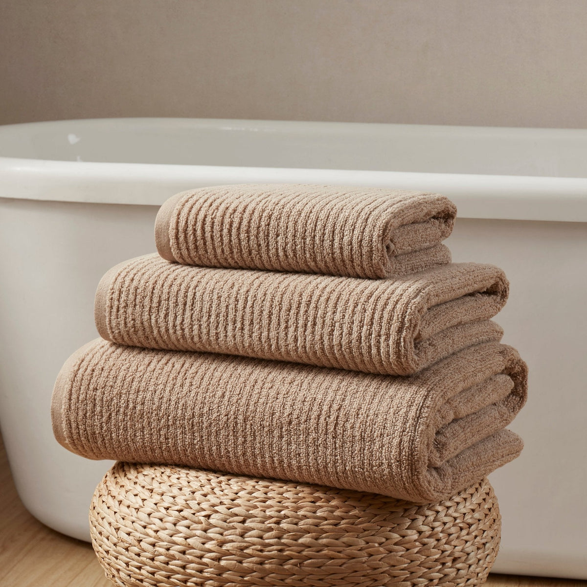 Dusklia - Antigua Soft Fine Ribbed Towel Collection - Natural