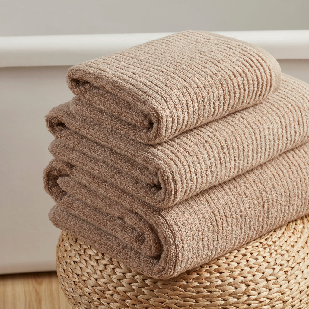 Dusklia - Antigua Soft Fine Ribbed Towel Collection - Natural