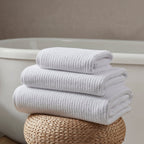 Dusklia - Antigua Soft Fine Ribbed Towel Collection - White