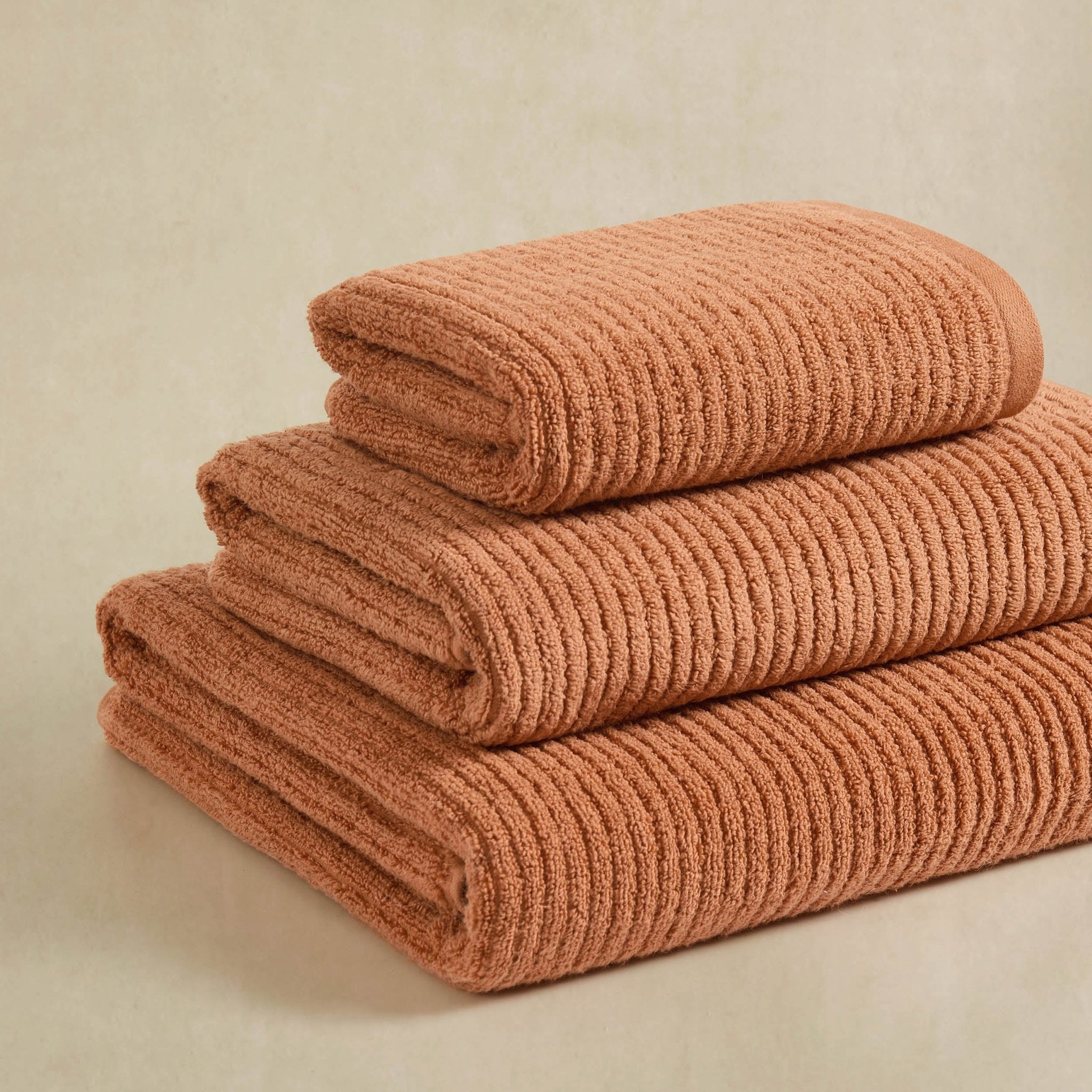 Dusklia - Antigua Soft Fine Ribbed Towel Collection - Burnt Orange