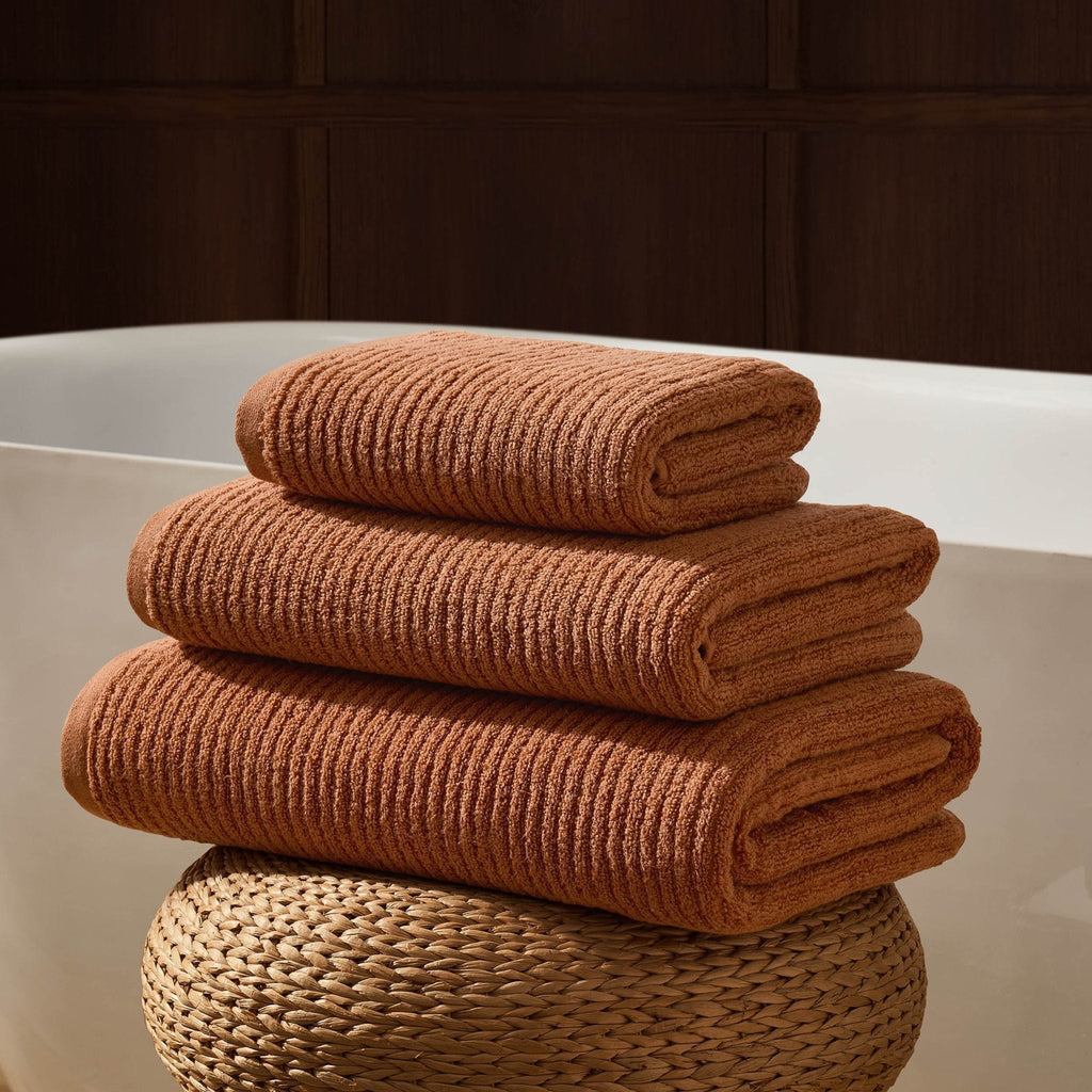 Dusklia - Antigua Soft Fine Ribbed Towel Collection - Burnt Orange
