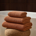 Dusklia - Antigua Soft Fine Ribbed Towel Collection - Burnt Orange