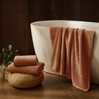 Dusklia - Antigua Soft Fine Ribbed Towel Collection - Burnt Orange