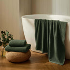 Dusklia - Antigua Soft Fine Ribbed Towel Collection - Fern