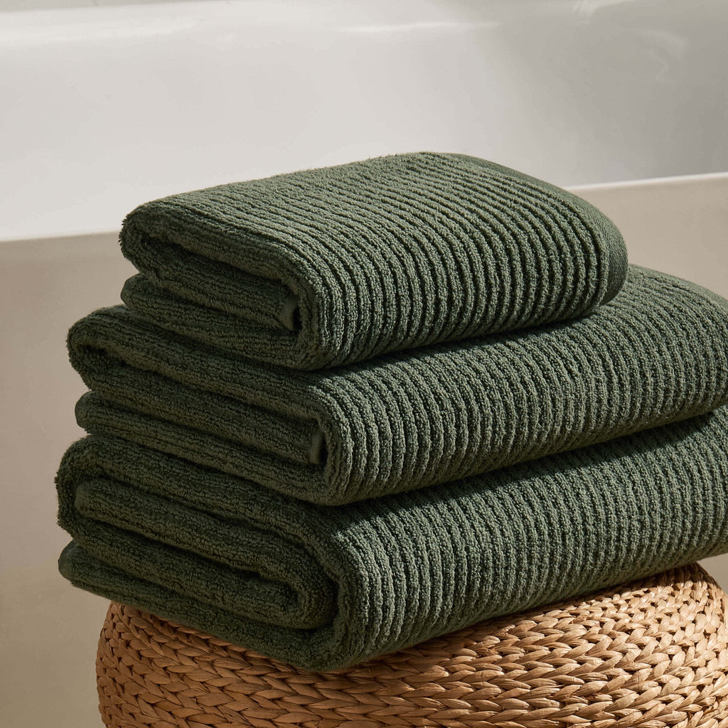 Dusklia - Antigua Soft Fine Ribbed Towel Collection - Fern