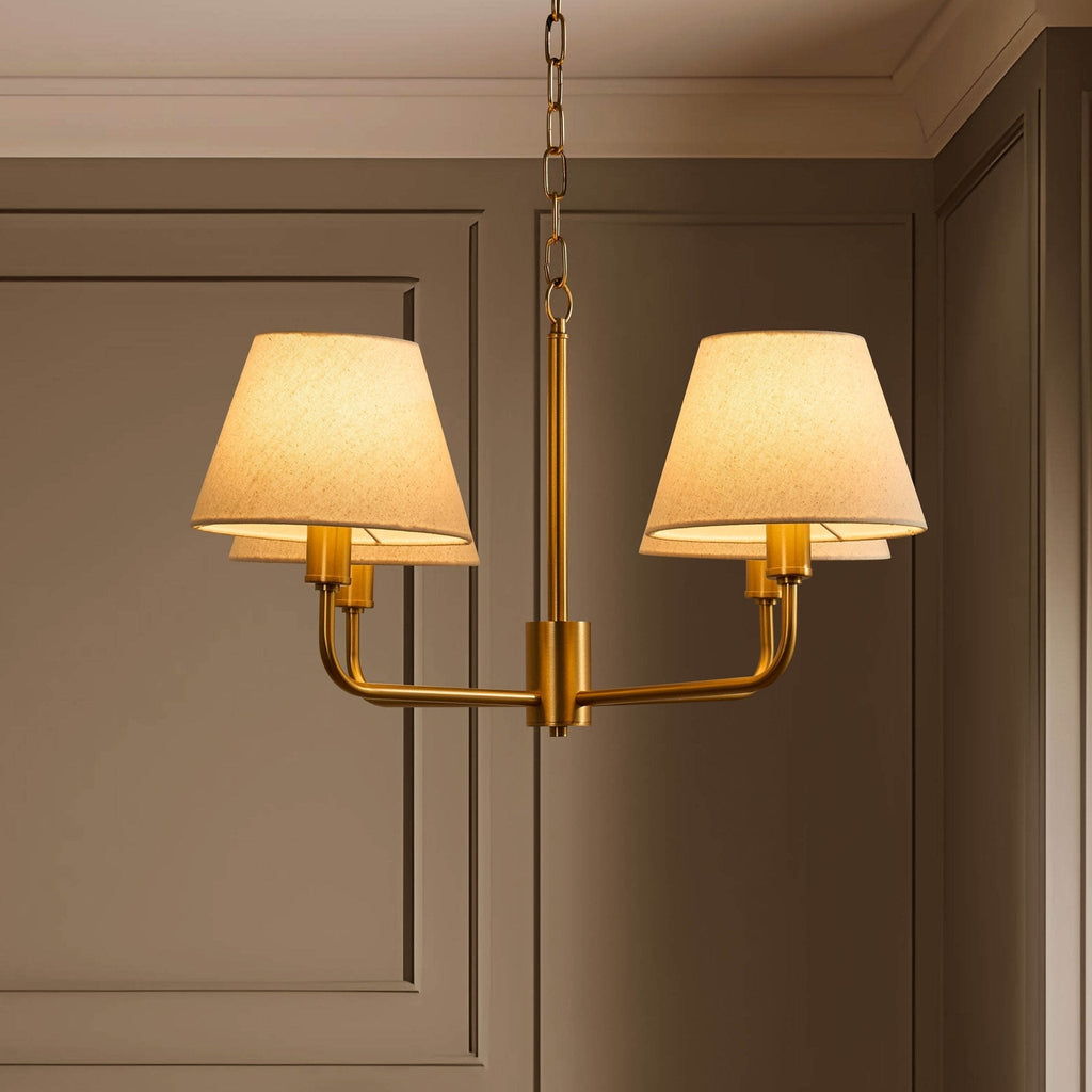 Dusklia - April 4 Light Pendant Chandelier - White/Bronze