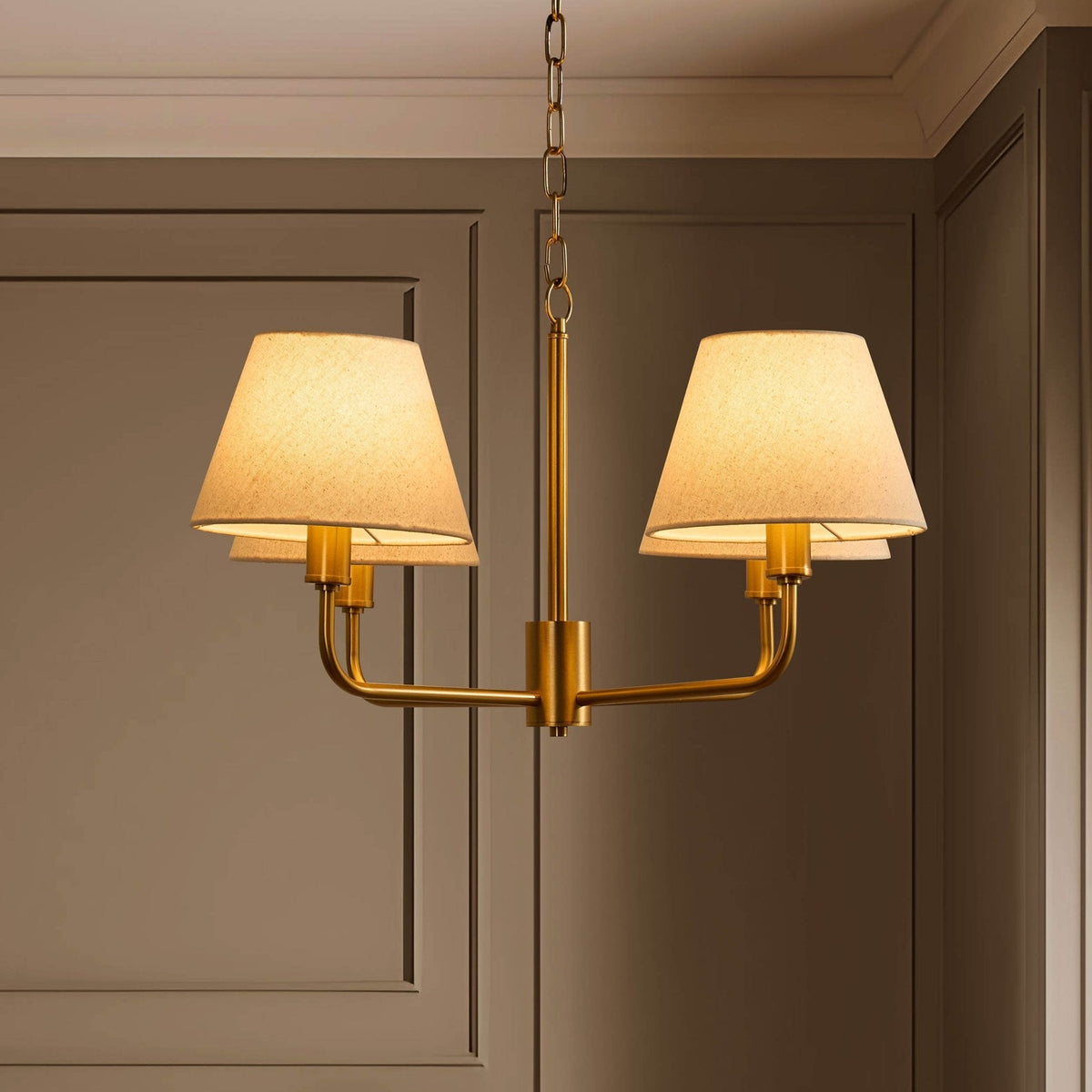Dusklia - April 4 Light Pendant Chandelier - White/Bronze