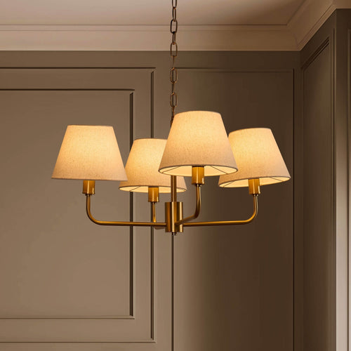 Dusklia - April 4 Light Pendant Chandelier - White/Bronze