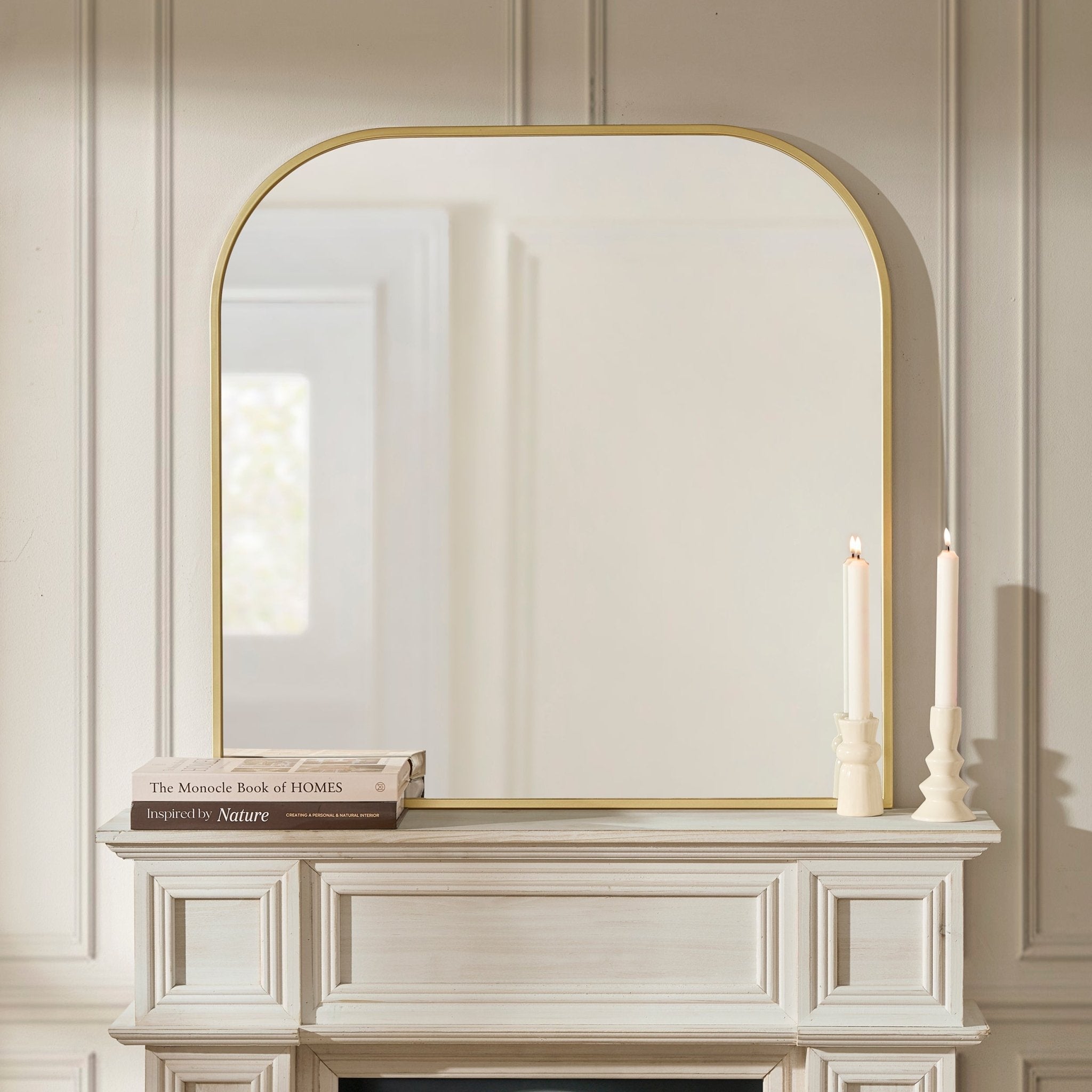 Dusklia - Arched Mantel Mirror - Gold