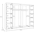 Armoire - Décor Chêne et Taupe - 2 portes battantes + 2 portes coulissantes - L270 x P61 x H210 cm - NARAGO