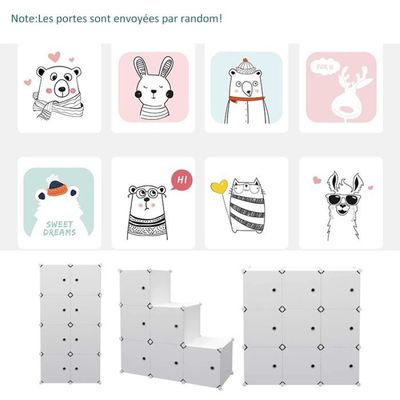 Armoire Modulable de Rangement Enfant 12 Cubes, Meuble Rangement, pour Jouets, Vêtements, Chaussures, Sacs d'École