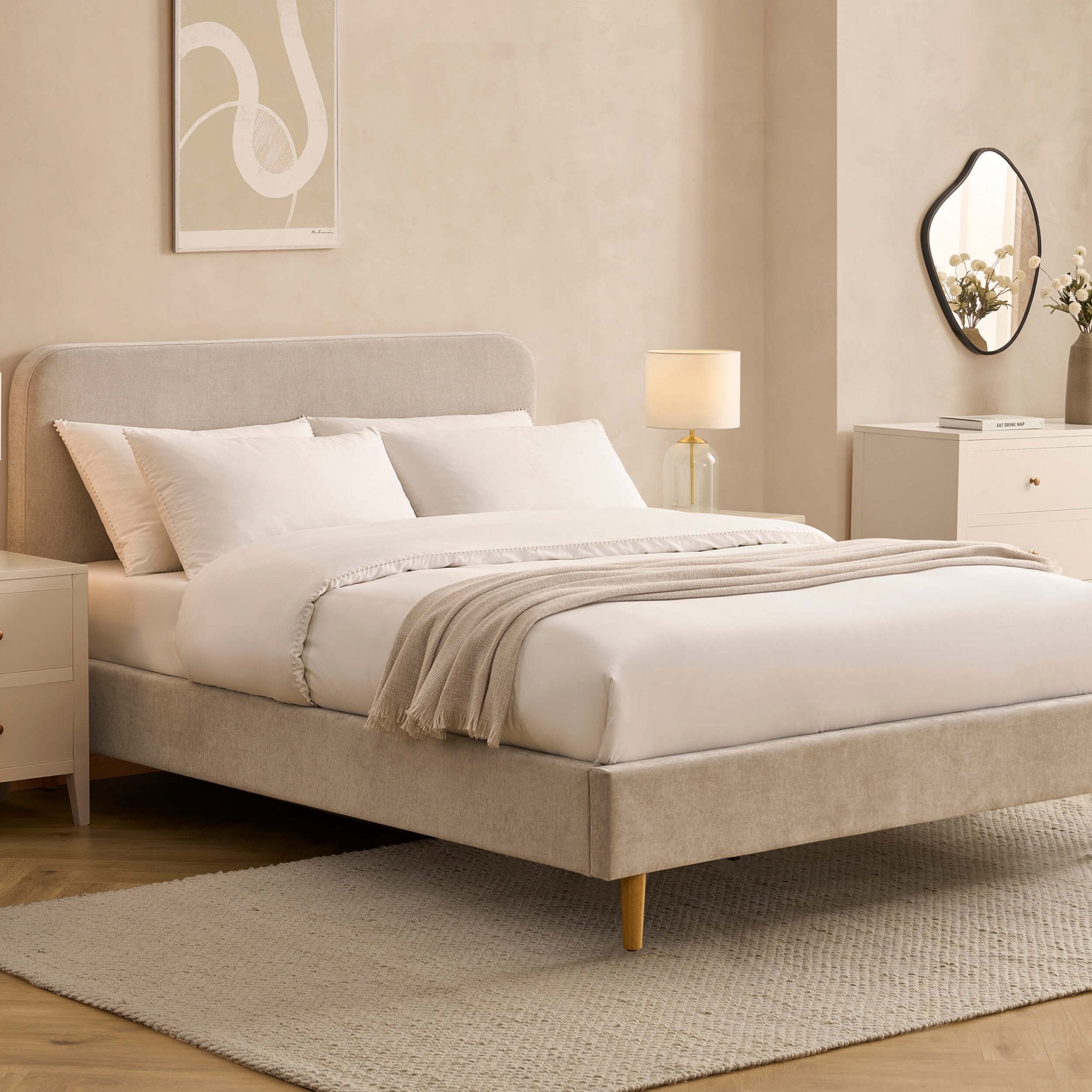 Dusklia - Ascot Bed Frame - Chenille Light Grey