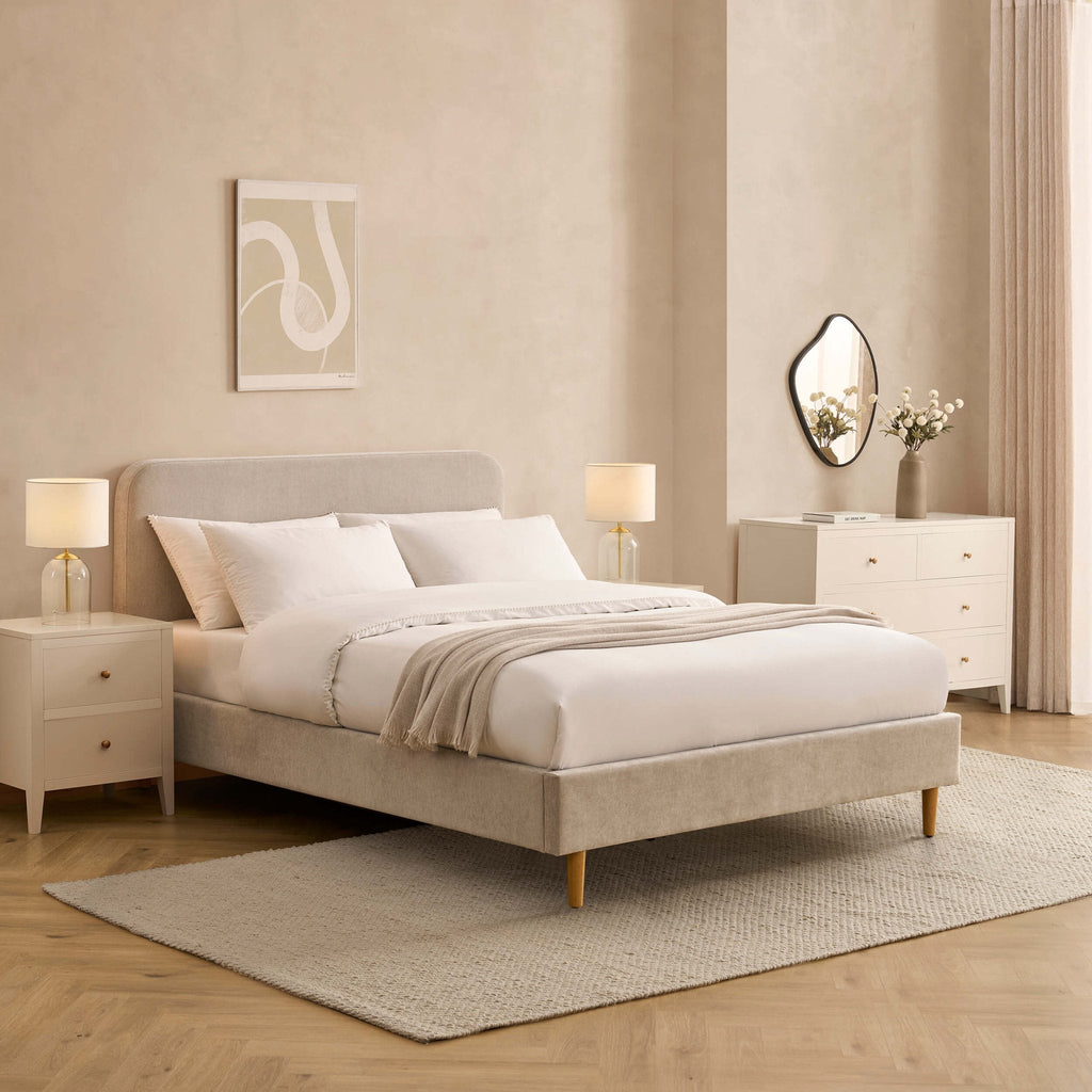 Dusklia - Ascot Bed Frame - Chenille Light Grey