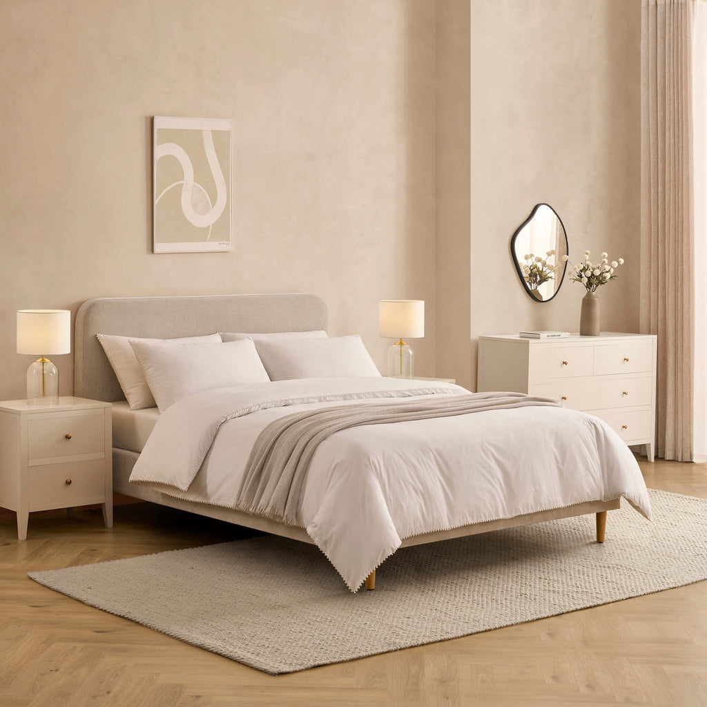 Dusklia - Ascot Bed Frame - Chenille Light Grey