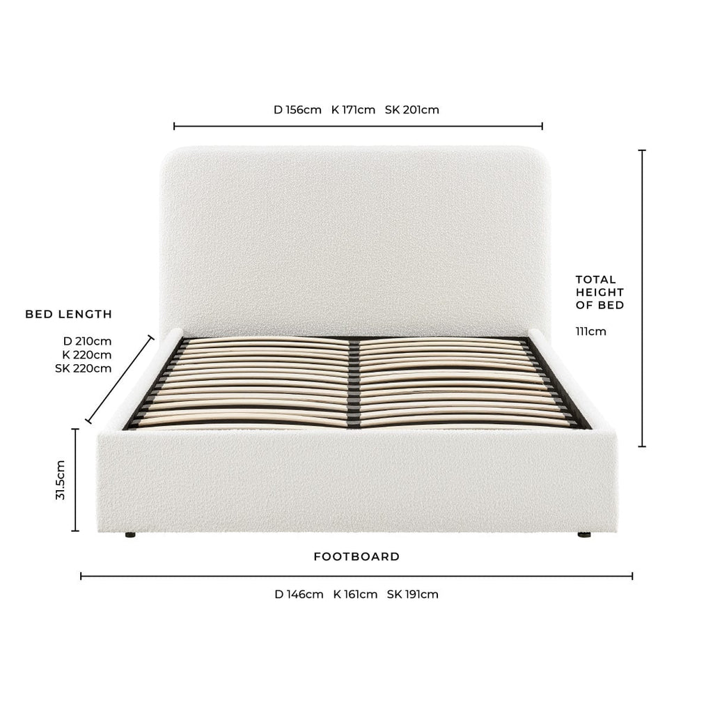 Dusklia - Ascot Bouclé Ottoman Storage Bed - Off White